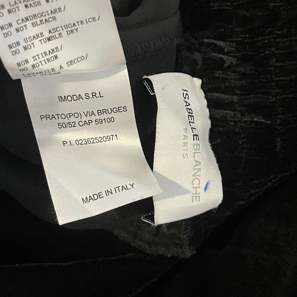 Isabelle Blanche Black Velvet Blue Side-Stripe Track Pants Women's Size XS - Picture 7 of 7